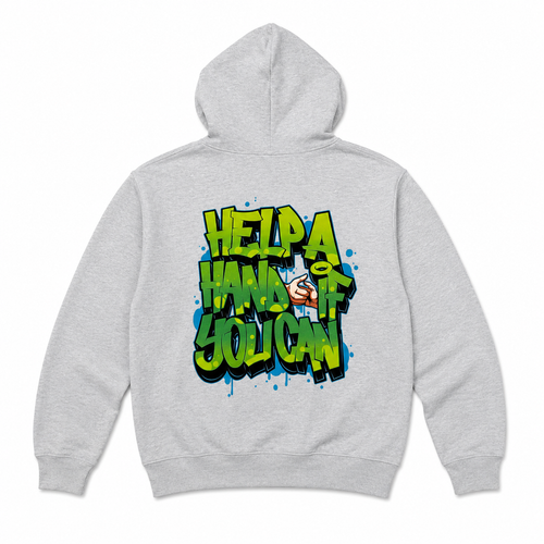 Help A Hand If You Can Hoodie Gray